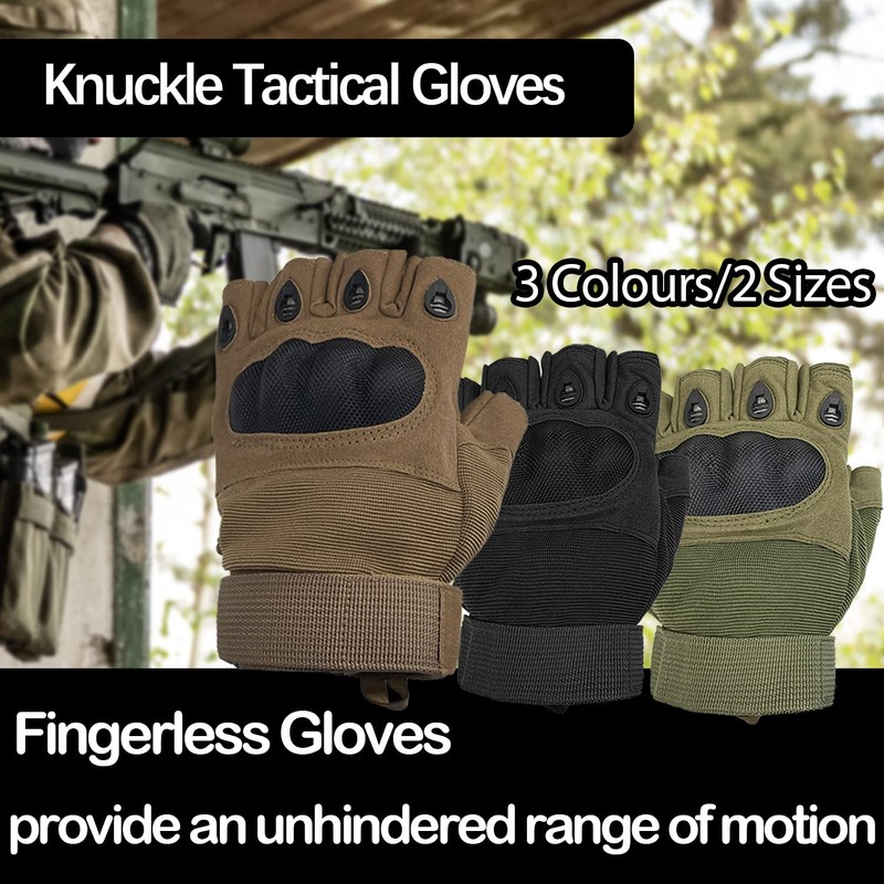 Sutekus Fingerless Tactical Gloves Touchscreen Work Gloves with Hard Knuckle