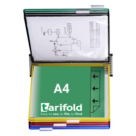 Tarifold Wall Mount Reference System - 10 Double-Sided Pockets - 20 Sheet Capacity - A4 Size - Landscape Mode - Assorted Colors (W291A4LAN)
