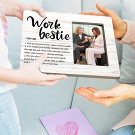 HODODAN Work Bestie Picture Frame Gifts for Women, Coworker Gift Wooden Picture Frames, 4x6 inch Photo