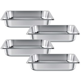 4 Pack 1/2 Size Stainless Steel Steam Table Pan 2.5 Inch Deep Reusable Rustproof Catering Supplies for Hotels & RestaurantsDepth: 2.5 inch, Size: Size 1/2 Size