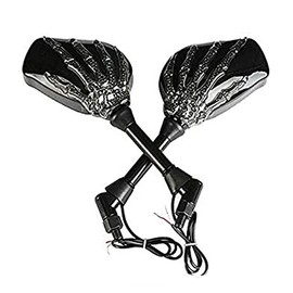 OKSTNO LED Skull Skeleton Hand Claw Side Mirrors Rearview Mirrors With Turn Signals For Motorcycle with 8mm 10mm Thread Bolts, Left & Right