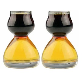 QUAFFER Double Bubble Layered Shot Glass – Chaser Shot Glass Jigger for Smooth Tasty Shots – Fun Unique Split Shot Glasses Barware (1.25oz Top & 2.25oz Bottom, Set of 2)