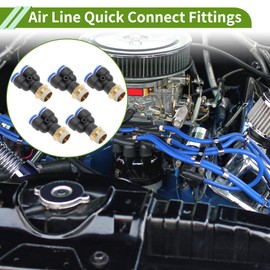 HOPESPANNER Push to Connect Air Fittings 5/16" Y Type Air Line Quick Joint Plastic Metal 3/8"BSPT 5 Pcs Blue Black
