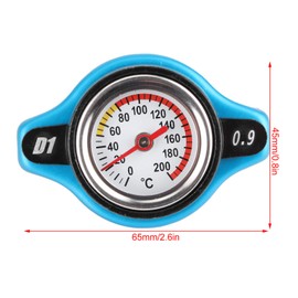 Radiator Cap with Temperature Gauge, Universal Thermostatic Radiator Cap Water Tank Cover Leakproof W/Temperature Gauge (Small Head 0.9bar)
