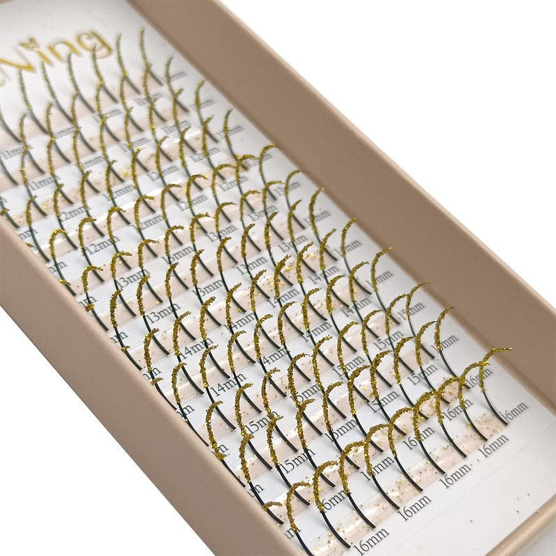 Glitter Lashes Extensions Golden Colored Spike Eyelash Extension Colorful Lash