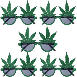 5 pares de gafas de marihuana con purpurina para disfraz de Halloween, color verde