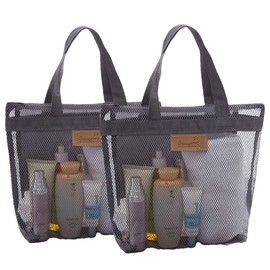 Pool Bag, Mesh Set, Set of 2, Bath Bag, Beach Bag, Mesh Bag, Hot Spring Bag, Spa Bag, Hot Water Set, Handbag, Clear, Lightweight, Breathable, Quick Drying, Toiletries, Swimming, Sea Bathing, Fitness, Outdoors, Sand Play, Resorts, Travel, Spring, Summer, Autumn, Gray