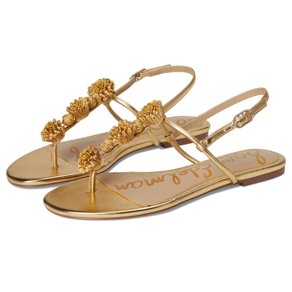 Sam Edelman Women's Eliza Flat Sandal, Amber Gold, 7.5
