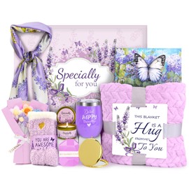 Birthday Gifts for Women Friendship Self Care Package Gifts for Women Get Well Soon Gift Baskets Relaxing Blanket Gifts Box for Sister Mom Wife Friend Her Fantasy Box (Purple)