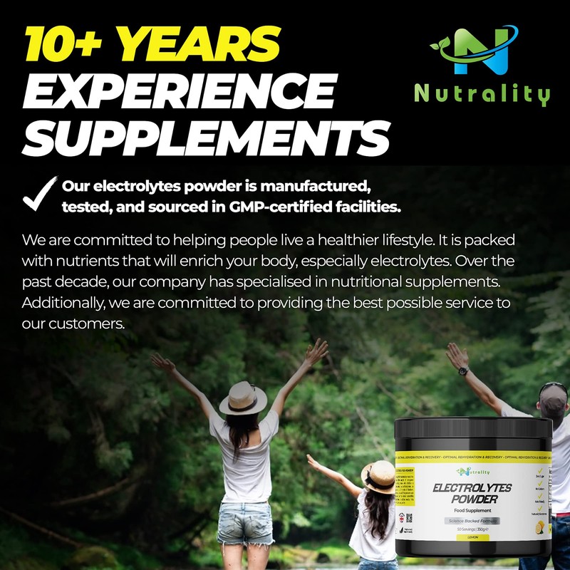 Nutrality Electrolytes Food Supplement Powder 350g – Refreshing Lemon Flavour.