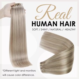 Full Shine Extensiones Cabello Humano 14in 18 Rubio Ceniza Y 613  120gr