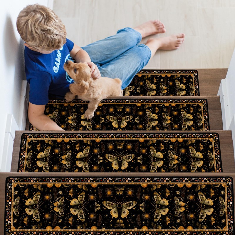 InIsaJace Stair Treads for Wooden Steps 15 Pack Moth Stair