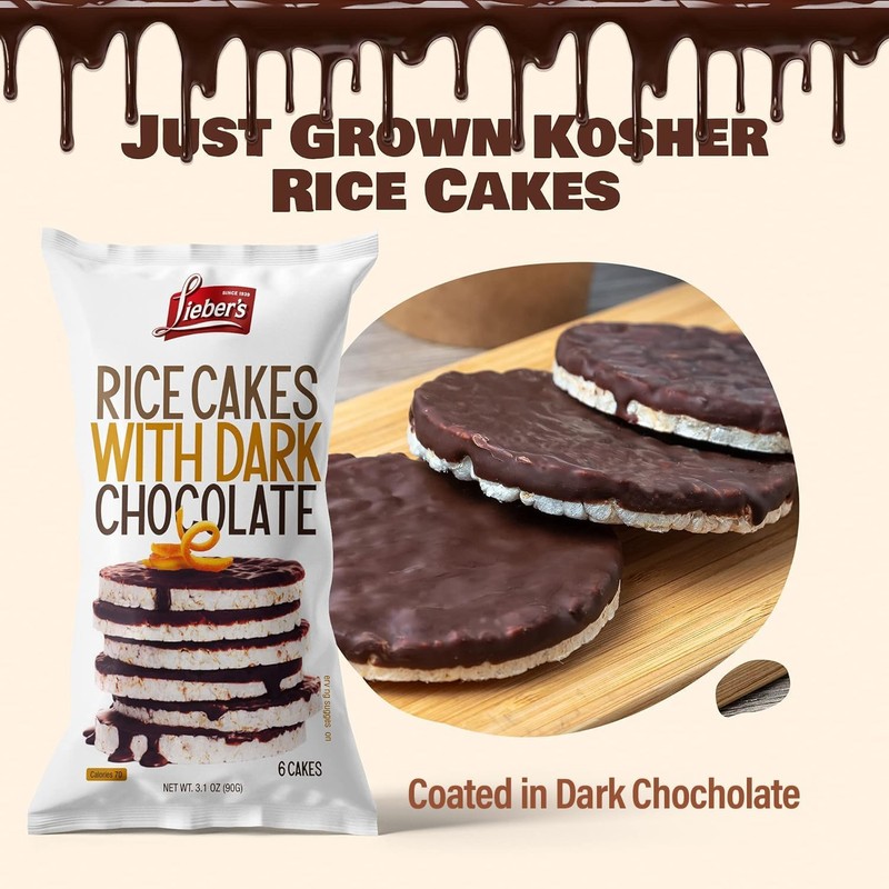 LIEBERS Dark Chocolate Rice Cakes, Pack Of 3 Kosher Certified