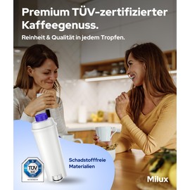 MILUX® Delonghi Water Filter for Coffee Machines & Espresso Machines [Set of 4] - Water Filter for DLSC002, Magnifica S/evo, Dinamica & Eletta Explorer - Delonghi Filter Cartridge - TÜV Certified