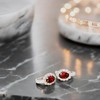 Sterling Silver Flower Red Zircon Gemstone Surrounded by White Zircon