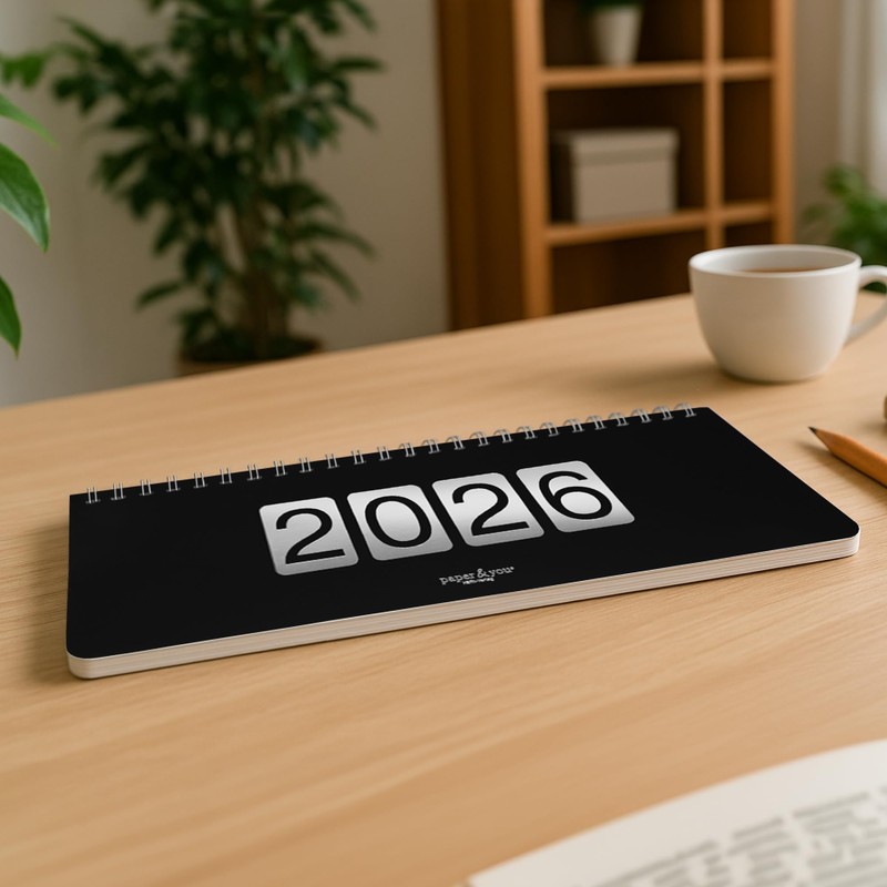 Häfft® International Weekly Desk Calendar 2026 Landscape "Black Edition" 1
