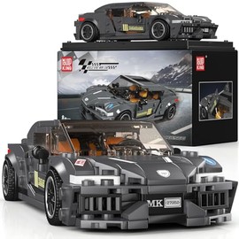 Mould King 27052 Speed Champion Classic Cars MOC Building Sets & Display Case, Creative Racing Car for Boys Age 14+, Cool Vehicles Model Toys Birthday Gifts for Adults/Teens, 386 PCS