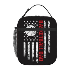 UQAZTUAS American Flag Basketball Dad Lunch Box for Boys Girls,Reusable Insulated Lunch Bag Thermal Lunch Kit Lunch Tote Bag For Men Women Work Picnic
