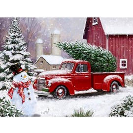 Christmas Diamond Painting Kits for Adults - 5D Red Truck Diamond Painting Art for Beginners,DIY Full Drill Snowman Diamond Dots Paintings with Diamonds Gem Art and Crafts for Decor 12x16 inch