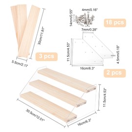 NBEADS Acrylic Display Stand, 3-Step Display Stands Showing Stand Clear Display Shelf with Iron and Wood for Crafts Showing Storage Display Collection