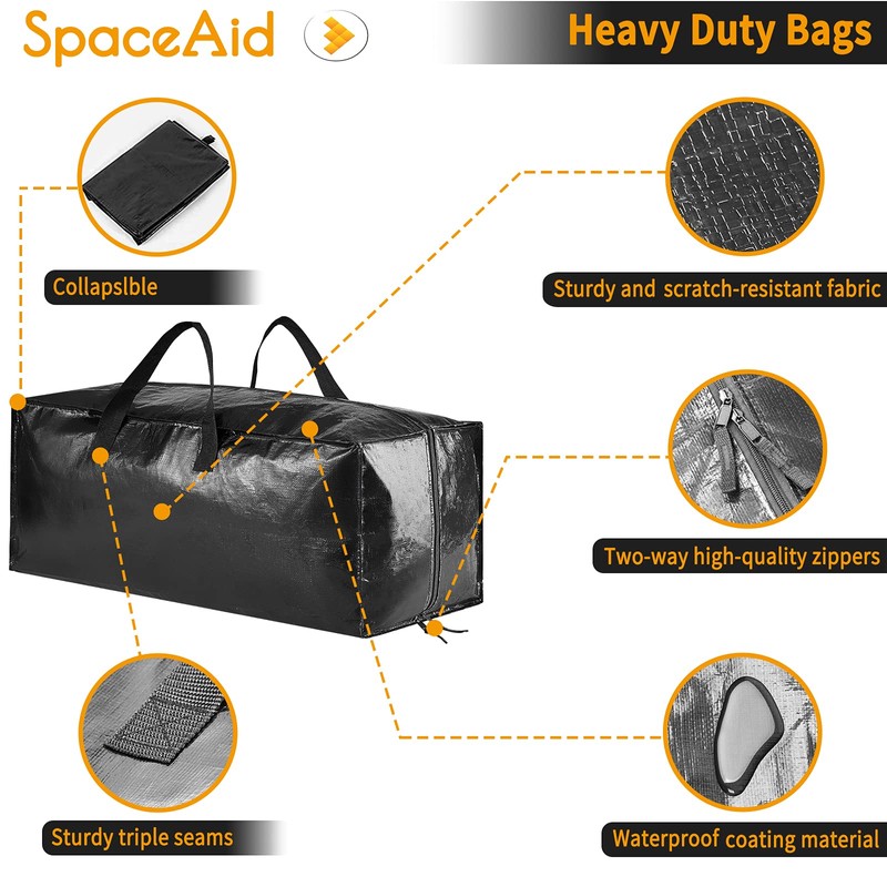 SpaceAid Heavy Duty Moving Bags 8 Pack, Large Storage Totes