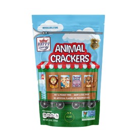 Happy Snacks Animal Crackers - Non GMO, Plant Based Ingredients, Animal Crackers Snack Packs, Nut & Peanut Free, Fortified with Essential Vitamins & Minerals, No Artificial Ingredients - Circus, 8 Oz Bag (Pack of 6)