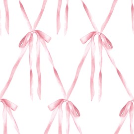 Livelynine Bow Wallpaper Peel and Stick Pink Bows Preppy Coquette Wallpaper Renter Friendly Bedroom Girls Room Wall Cover Self Adhesive Contact Paper for Cabinets and Drawers 17.5x78.8 Cute Aesthetic