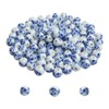 Ximimark 100 PCS 10 Porcelain Flower Beads 10mm White Blue