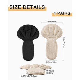 TPZORJX 4 Paar Fersenpolster-Einsätze Fersengriffe Schuhe Polster für zu Große Schuhe Selbstklebende Fußpolster Polster Dicke Schuheinlagen Hintere Einlegesohlen Anti-Blasen-Schuheinlagen Fersenschutz