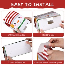 18 Pcs Christmas Gift Boxes Treat Boxes 3D House Cardboard Gable Boxes Xmas Present Boxes Candy Goodie Cookie Boxes with Handles for Holiday Party Favor Supplies (Face)