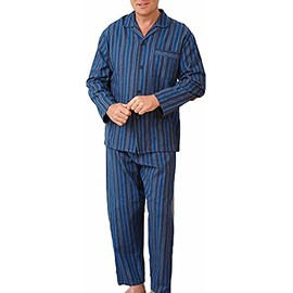 men's Champion Cambridge Cotton Pyjamas nightwear (Blue (Striped, M (38-40"))