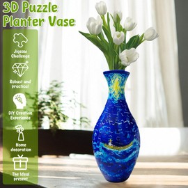 3D Puzzle Vase, 3D Arts Puzzle Vase for Adults Arc Design Multipurpose Decorative 3D Jigsaw Unique for Arrangement Office Home Decoration (Blue Boat)