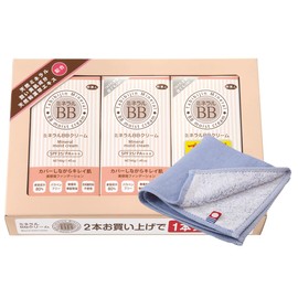 Azuma Shoji Mineral BB Cream SPF 35/PA+++, 1.4 oz (40 g) x 3 Piece Set [Imabari Towel Handkerchief] (Gauze Fabric)