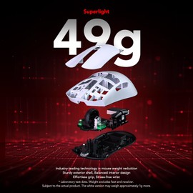 KYSONA Jupiter SE Wireless Gaming Mouse, 26000 DPI Optical Sensor, Ultralight 46G, 300 Hr Battery Life, 5 Programmable Buttons for PC/Mac/Laptop, White