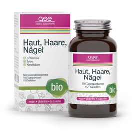 GSE Skin Hair Nails Complex, 150 Tablets with Selenium, Folic Acid and Silica, B Vitamins, No Added Flavours and Sugar, 100% Organic Quality
