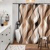 Ruelvth Brown Shower Curtain, Modern Abstract Grey and Brown Striped
