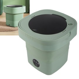 Foldable Washing Machine,6.5L Portable Travel Folding Washing Bucket Mini Underwear Baby Clothes Small Items Washer with Spin Dryer for Apartments Dormitory Hotels(Green)