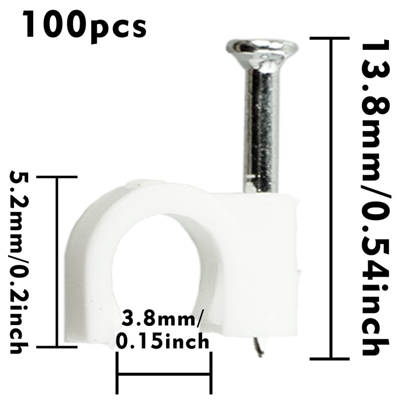 4mm Round Cable Clips,100pcs white cable clips,Assortment Cable Holder Management