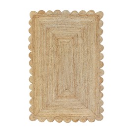 Gautam International Scalloped Natural Jute Area Rug, Natural Color (2'X3')