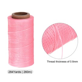 HARFINGTON Sewing Thread 284 Yards 260m Waxed Polyester Wear-Resistant Anti-Stretch Embroidery Cord String Cotton for Quilting Leather, Pink