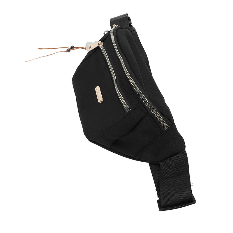 Waist Bag Multi Layer Stylish PU Smooth Zipper Large Capacity