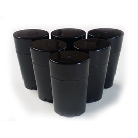 (6) Empty Plastic Deodorant Containers - Classic Style, Top-Fill, Twist Up, DIY Deodorant (Black)