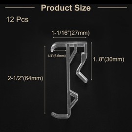 sourcing map 12Pcs 2-1/2 Inch Clear Valance Clips, Hidden Window Blind Valance Retainer Holder for Horizontal Blind Wood or Faux Wood Blinds, Style7