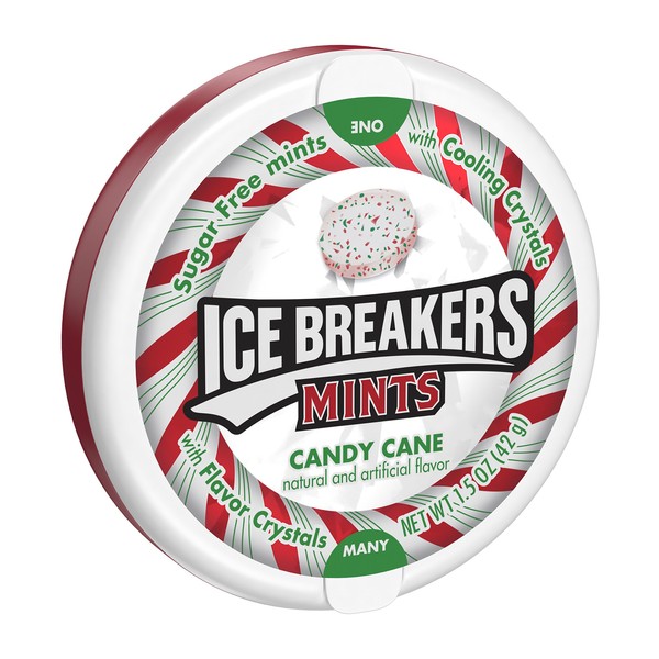 ICE BREAKERS Holiday Mints, Candy Cane Flavor, Sugar Free, 1.5 Ounce Container (Count of 8)