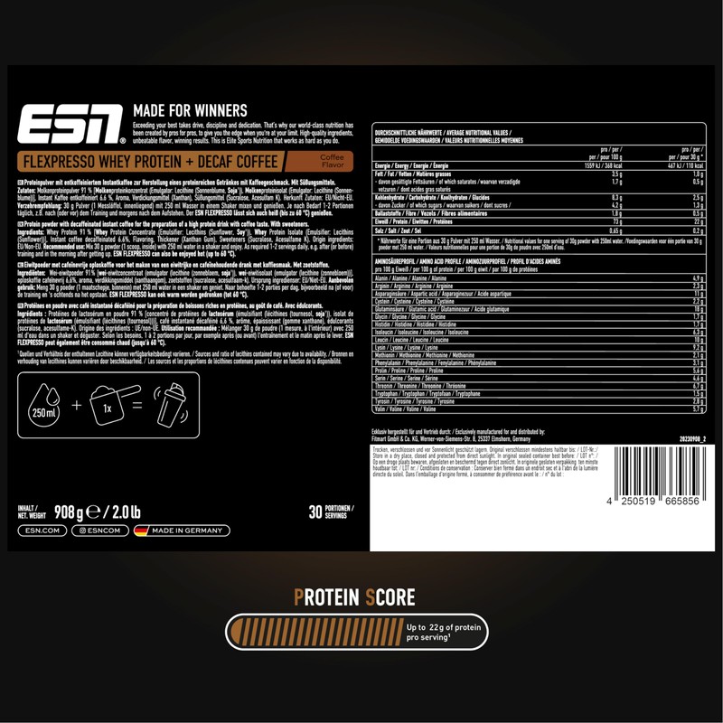 ESN Flexpresso Protein Coffee, Decaffeinated Coffee, 908 g, 2 lbs,