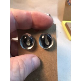 Gary Clark alphabet earrings glass cabochon men Or women’s studs the letter U