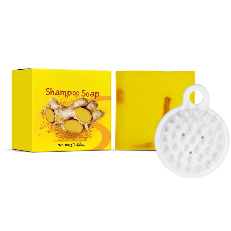 Rostblant Naturseife Stück Ingwer Seife, Mit einer Shampoonierbürste, Feste Seifen