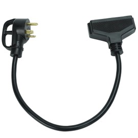 Wangtney RV 30A to (3) 15A Tri Outlet Household Adapter Cord 125/250V with Grip Handle, RV/Generator Adapter Plug Cord TT-30P Male Plug to (3) 5-15R Female with Lighted