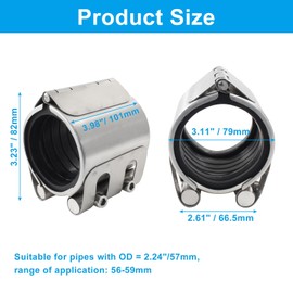 LifCratms Pipe Repair Clamp, Galvanized Pipe Repair Kit, Leak Repair Clamp for Plastic and Metal Pipes(56mm-59mm/2 inch)