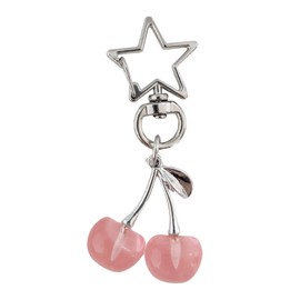 AYYSHULAN Cute Cherry Keychain Bag Charms Star Keyring Sweet Aesthetic Y2K Accessory Kawaii Purse for Car Keys Women Girls,Pink
